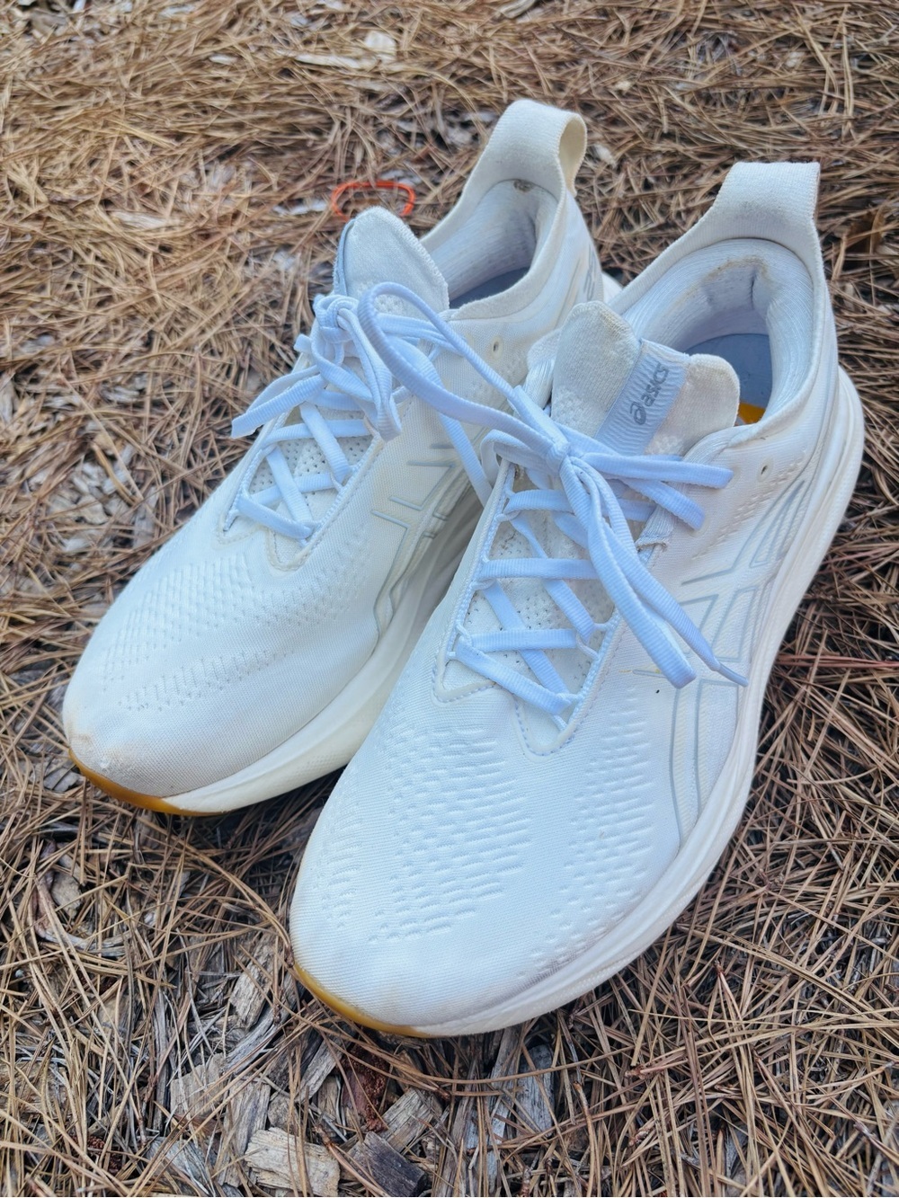 Asics Gel Nimbus 25 Women’s All-White Knit PureGEL Running Sneakers size 12